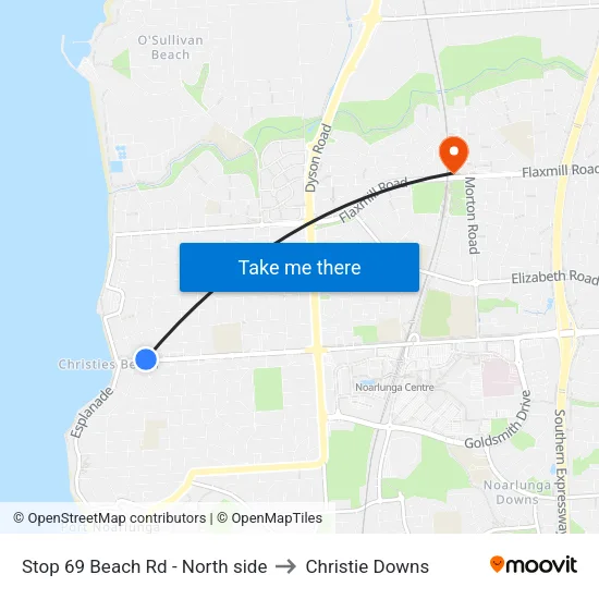 Stop 69 Beach Rd - North side to Christie Downs map