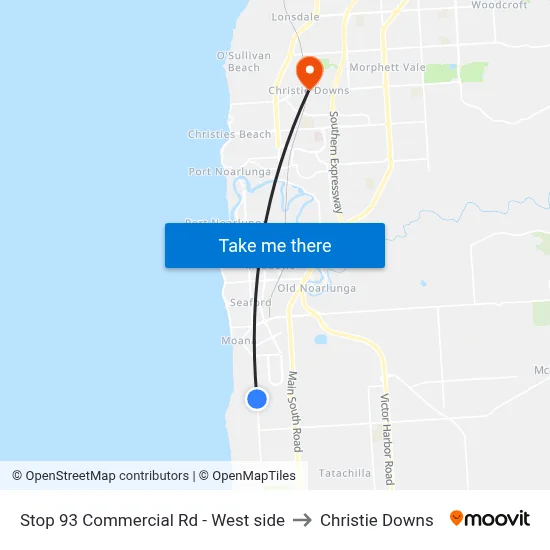 Stop 93 Commercial Rd - West side to Christie Downs map