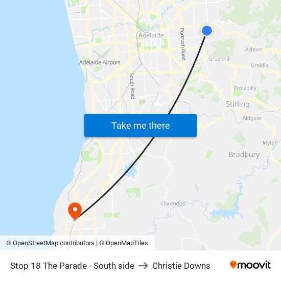 Stop 18 The Parade - South side to Christie Downs map