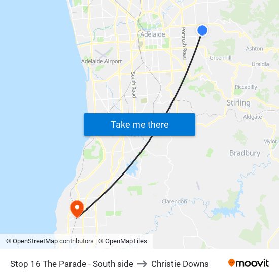 Stop 16 The Parade - South side to Christie Downs map