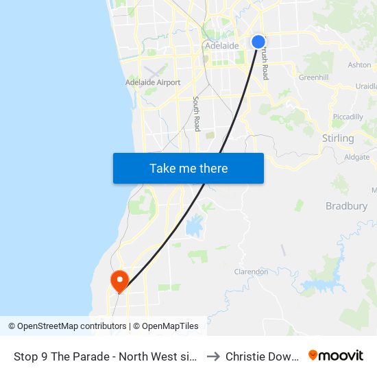 Stop 9 The Parade - North West side to Christie Downs map