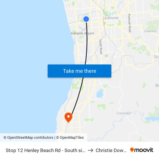 Stop 12 Henley Beach Rd - South side to Christie Downs map