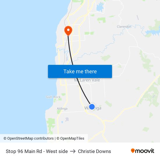 Stop 96 Main Rd - West side to Christie Downs map