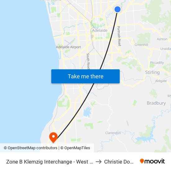 Zone B Klemzig Interchange - West side to Christie Downs map