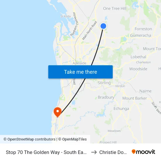 Stop 70 The Golden Way - South East side to Christie Downs map