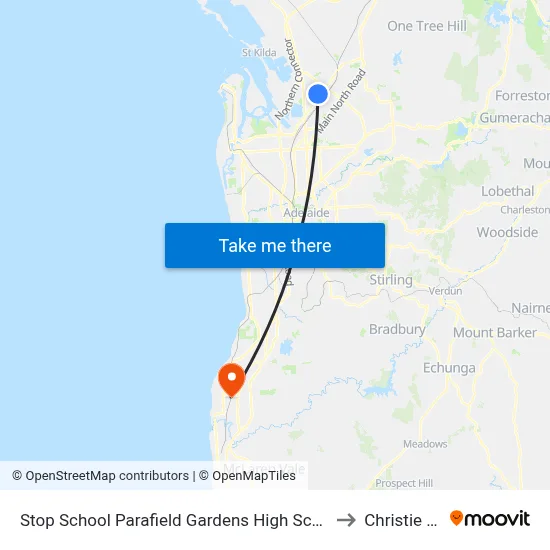 Stop School Parafield Gardens High School Shepherdson Rd to Christie Downs map