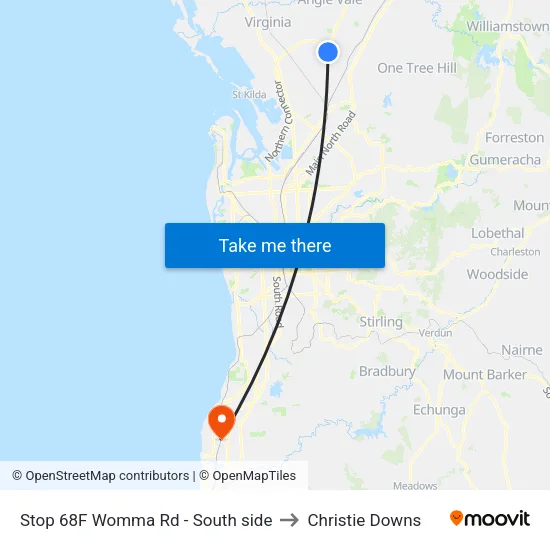 Stop 68F Womma Rd - South side to Christie Downs map