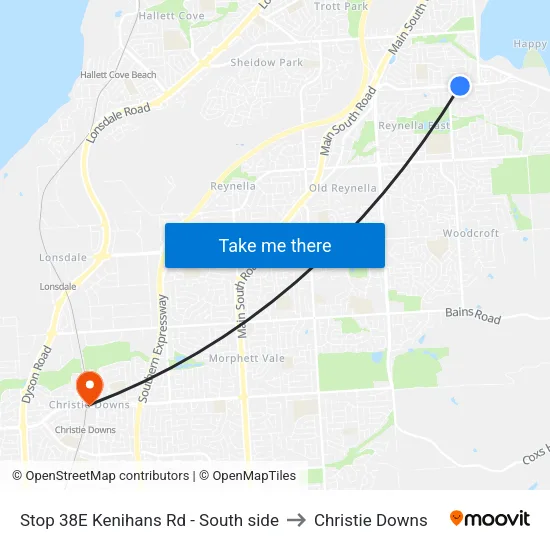 Stop 38E Kenihans Rd - South side to Christie Downs map