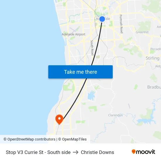 Stop V3 Currie St - South side to Christie Downs map
