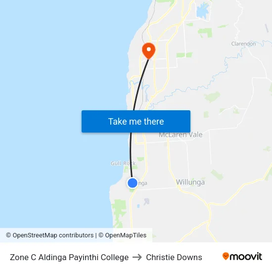 Zone C Aldinga Payinthi College to Christie Downs map