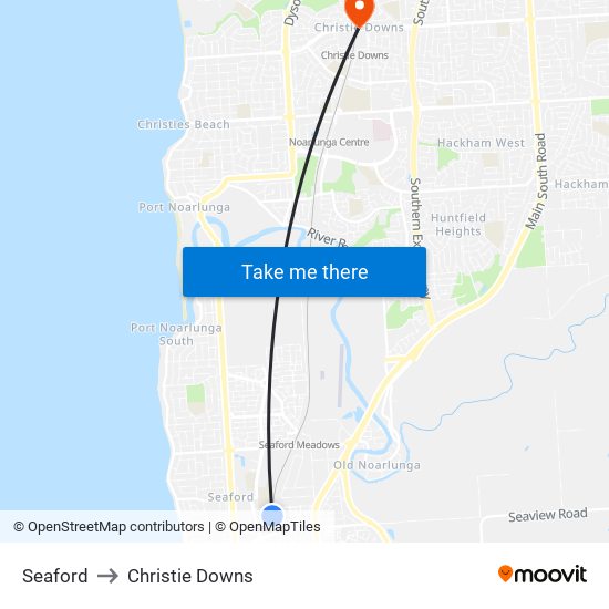 Seaford to Christie Downs map