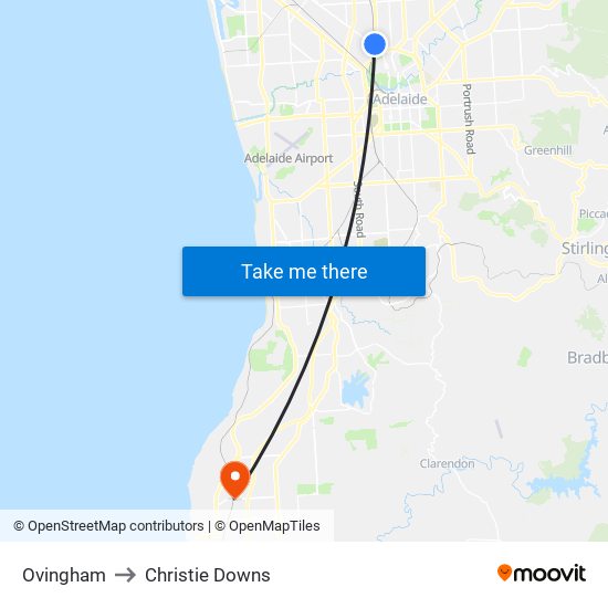 Ovingham to Christie Downs map