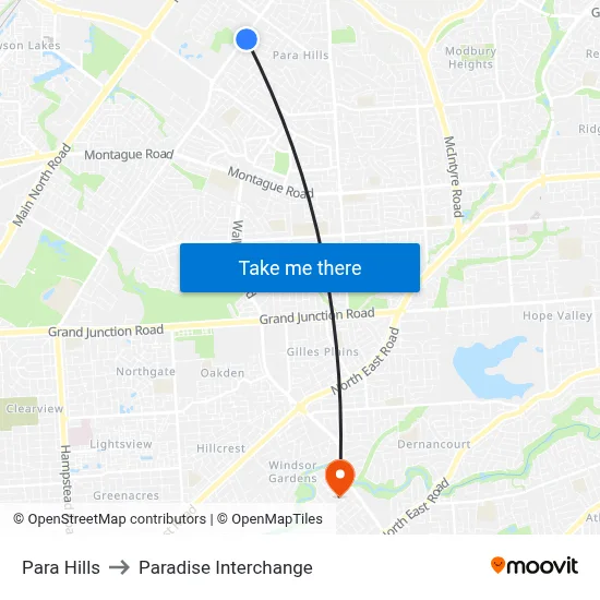 Para Hills to Paradise Interchange map