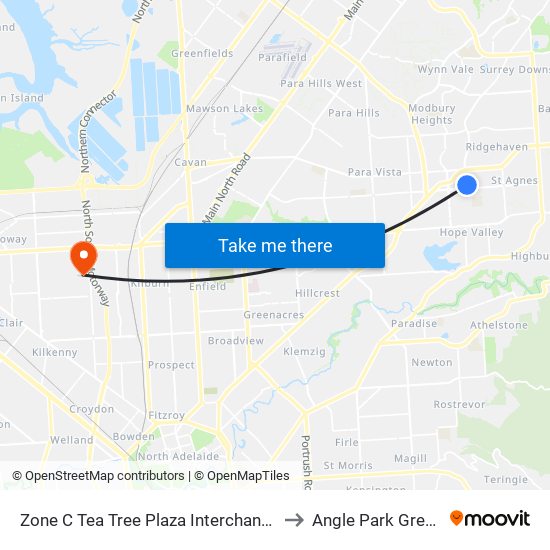 Zone C Tea Tree Plaza Interchange - West side to Angle Park Greyhounds map