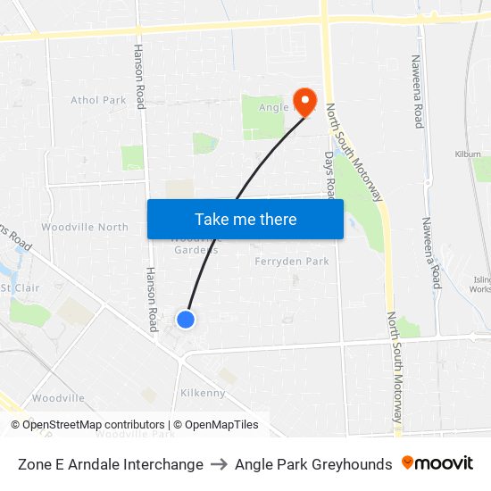 Zone E Arndale Interchange to Angle Park Greyhounds map