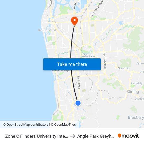 Zone C Flinders University Interchange to Angle Park Greyhounds map