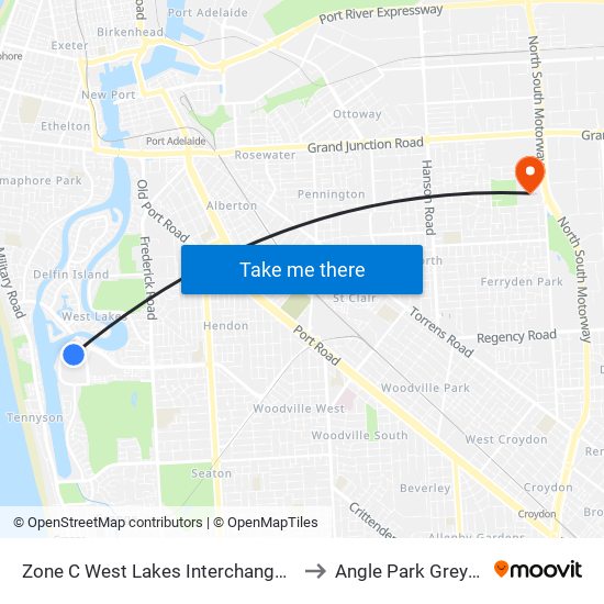 Zone C West Lakes Interchange - East side to Angle Park Greyhounds map