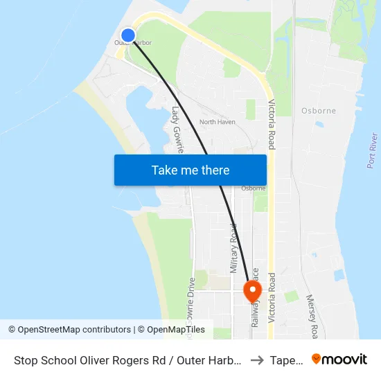 Stop School Oliver Rogers Rd / Outer Harbor Railway to Taperoo map