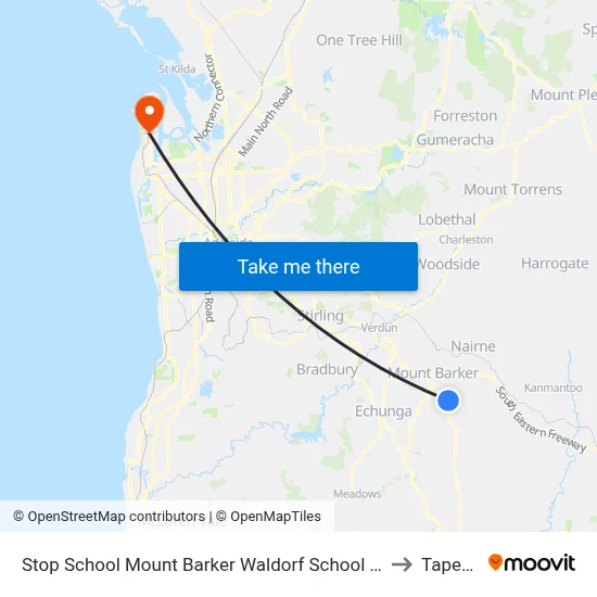 Stop School Mount Barker Waldorf School Sims Rd to Taperoo map
