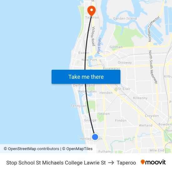 Stop School St Michaels College Lawrie St to Taperoo map