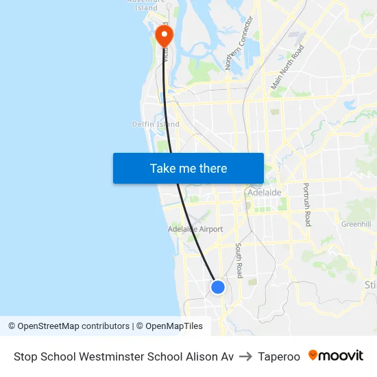 Stop School Westminster School Alison Av to Taperoo map