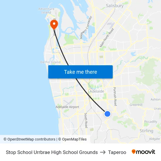 Stop School Urrbrae High School Grounds to Taperoo map