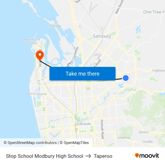 Stop School Modbury High School to Taperoo map