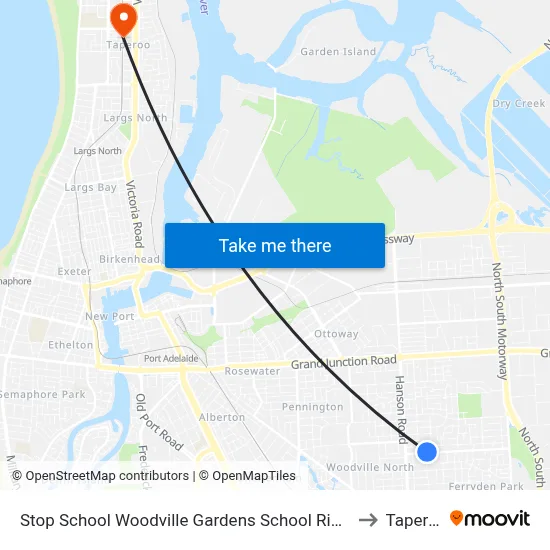Stop School Woodville Gardens School Ridley Gr to Taperoo map
