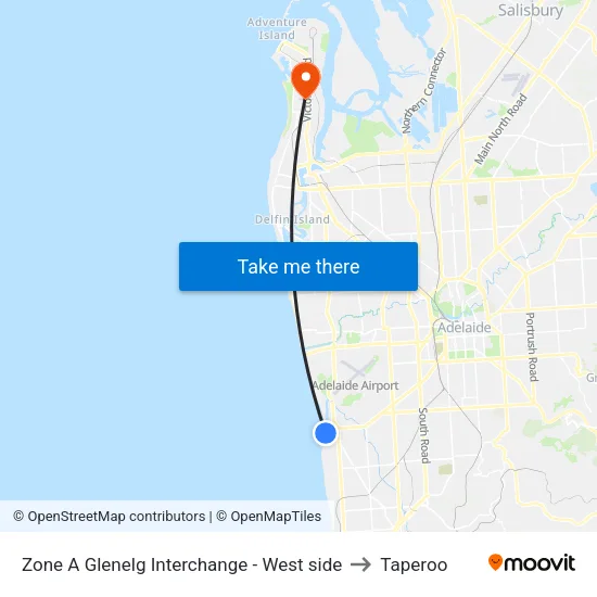 Zone A Glenelg Interchange - West side to Taperoo map