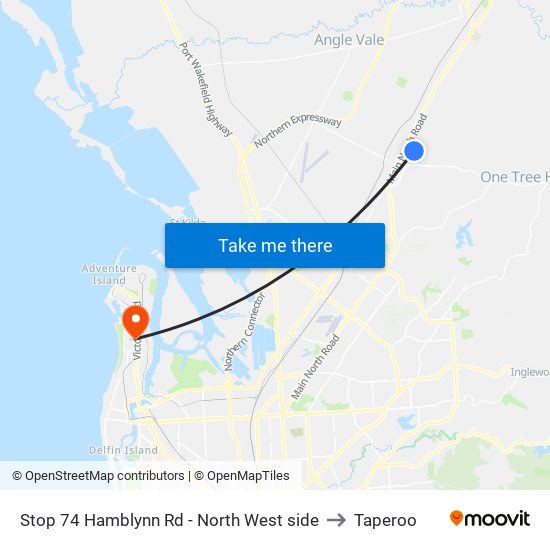 Stop 74 Hamblynn Rd - North West side to Taperoo map