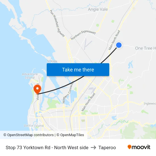 Stop 73 Yorktown Rd - North West side to Taperoo map