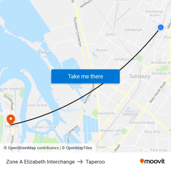 Zone A Elizabeth Interchange to Taperoo map