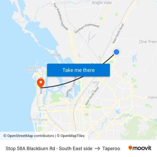 Stop 58A Blackburn Rd - South East side to Taperoo map