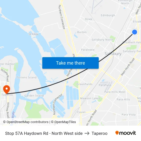 Stop 57A Haydown Rd - North West side to Taperoo map