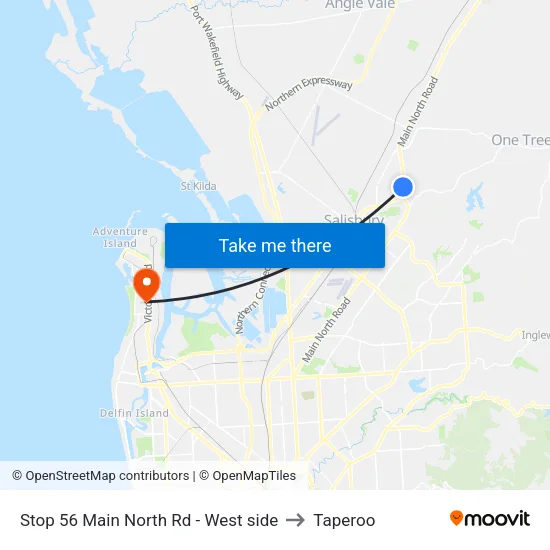 Stop 56 Main North Rd - West side to Taperoo map