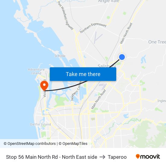 Stop 56 Main North Rd - North East side to Taperoo map