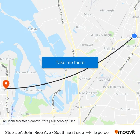 Stop 55A John Rice Ave - South East side to Taperoo map