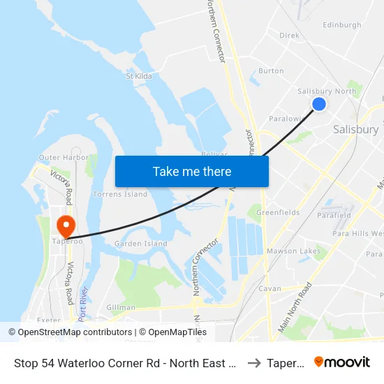 Stop 54 Waterloo Corner Rd - North East side to Taperoo map