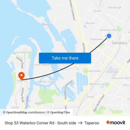 Stop 53 Waterloo Corner Rd - South side to Taperoo map