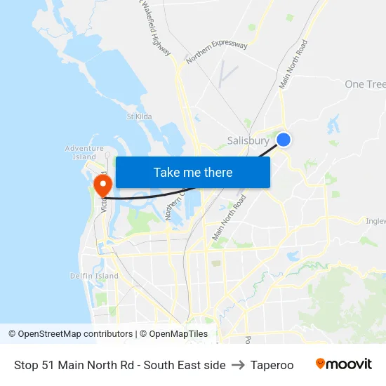 Stop 51 Main North Rd - South East side to Taperoo map