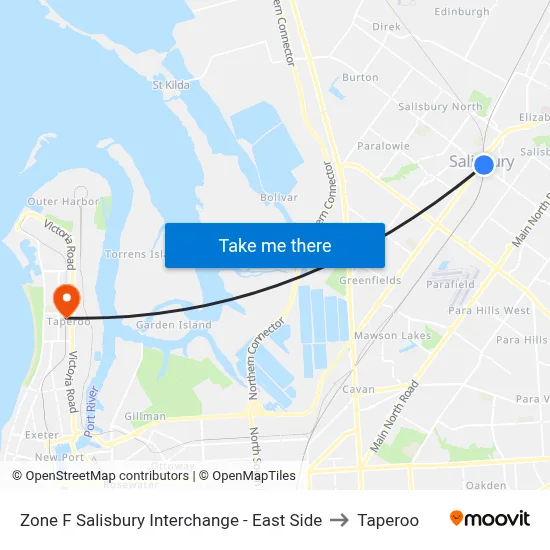 Zone F Salisbury Interchange - East Side to Taperoo map