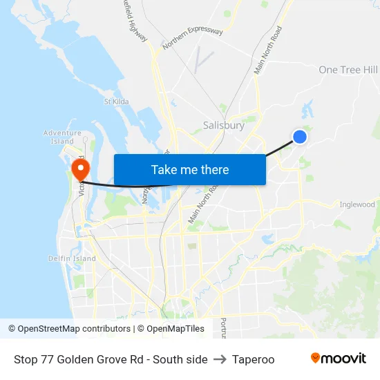 Stop 77 Golden Grove Rd - South side to Taperoo map