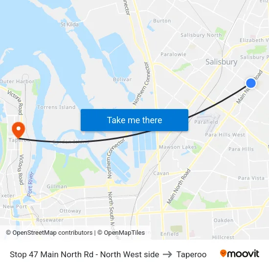 Stop 47 Main North Rd - North West side to Taperoo map