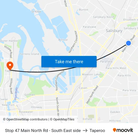 Stop 47 Main North Rd - South East side to Taperoo map