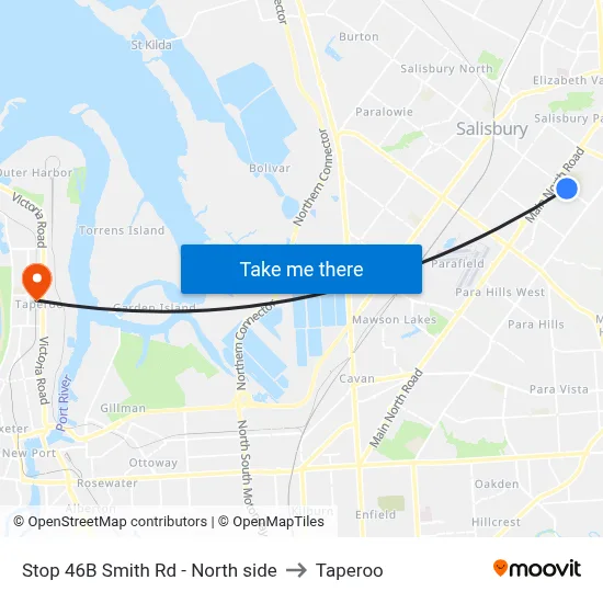 Stop 46B Smith Rd - North side to Taperoo map