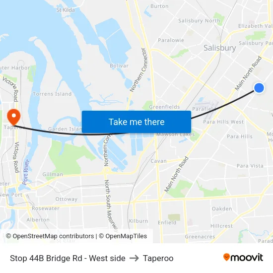 Stop 44B Bridge Rd - West side to Taperoo map
