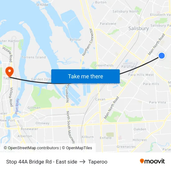 Stop 44A Bridge Rd - East side to Taperoo map