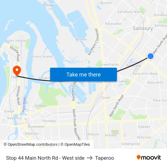 Stop 44 Main North Rd - West side to Taperoo map