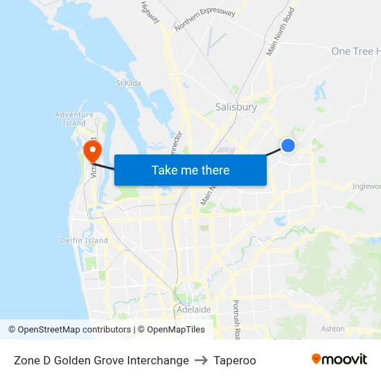Zone D Golden Grove Interchange to Taperoo map
