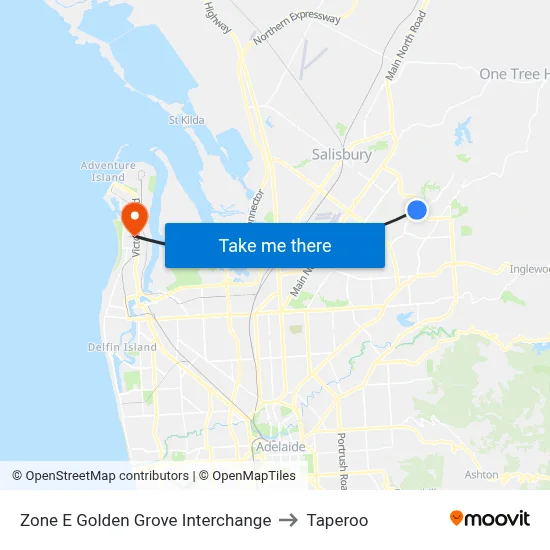 Zone E Golden Grove Interchange to Taperoo map